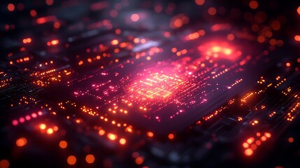 Abstract Glowing Circuit Board - Futuristic Technology Background