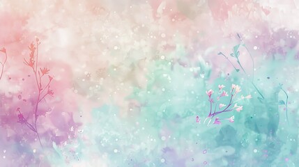 A gentle pastel background with watercolor-like patterns in pink, lavender, and teal