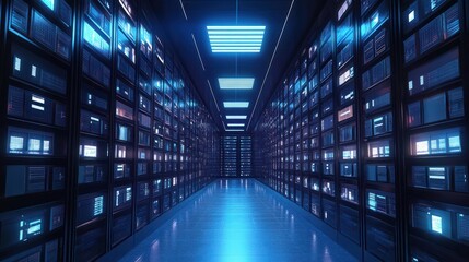 Fototapeta premium Data Archiving and Retrieval Strategies, the concept of digital data organization with an image featuring data archiving and retrieval strategies, AI