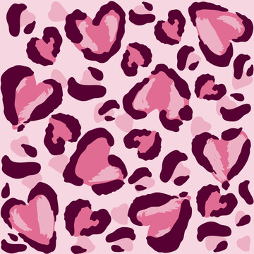 pattern of animal print with hearts on a pink background