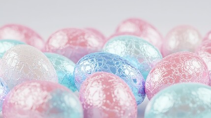 Colorful Easter Egg Collection. Chocolate Eggs in Vibrant Aqua, Pink, and Blue Wrappers. 3D Illustration