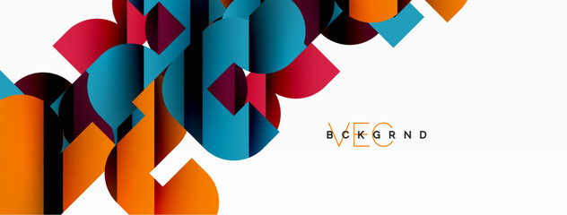 Colorful curve geometric shapes on white