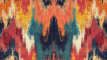 Gorgeous Ikat art combines vibrant colors and intricate patterns. This seamless wallpaper is perfect for adding an ethnic touch to your home or design projects.