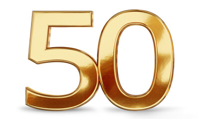 50 golden fifty symbol 3d-illustration