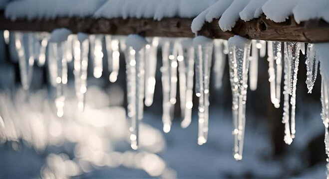 Ice stalactites in winter.