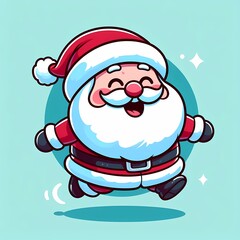 Happy cartoon Santa Claus jumping with joy for Christmas cheer