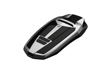 Sleek, futuristic car key isolated on transparent background.
