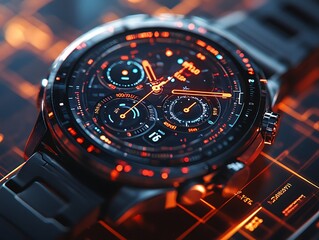 Futuristic Smartwatch Design with Digital Display