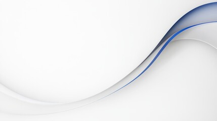 Obraz premium White Background with Thin, Curving blue Line and space for text or logos