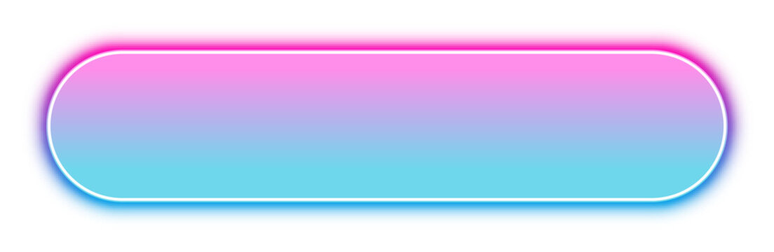 Transparent neon glowing frame for button or border