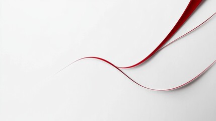 White Background with Thin, Curving red Line and space for text or logos
