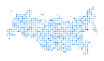 Russia Dot Map. Country Digital Style Shape. Russia vector image. Country shape blue circular dots. Artistic vector illustration.