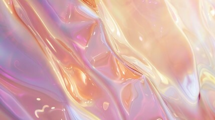 Obraz premium Iridescent foil texture with fluid folds, abstract holographic background