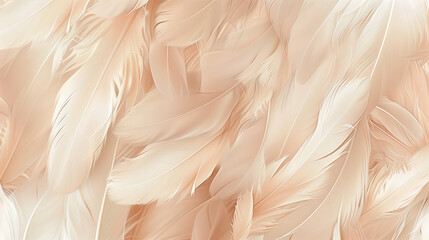 Abstract wallpaper featuring white feathers with a soft pink shade. Pattern design.