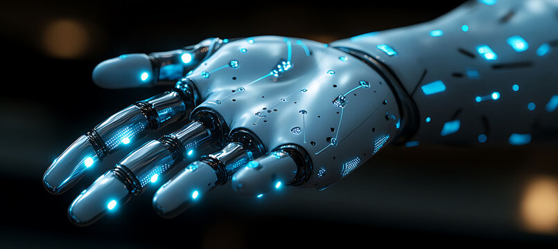 Futuristic exoskeleton designed enhanced human strength and agility sleek metallic design glowing circuits representing optimized capabilities