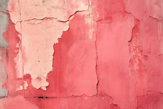 light red vintage concrete wall with rough brush strokes and plaster, Generative AI
