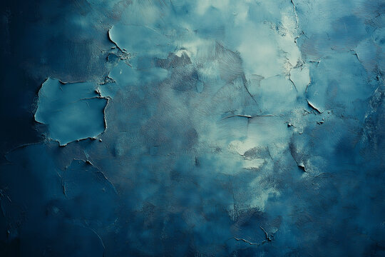 vintage dark blue concrete wall with rough brush strokes and plaster, offering a grungy, textured backdrop for design. Generative AI