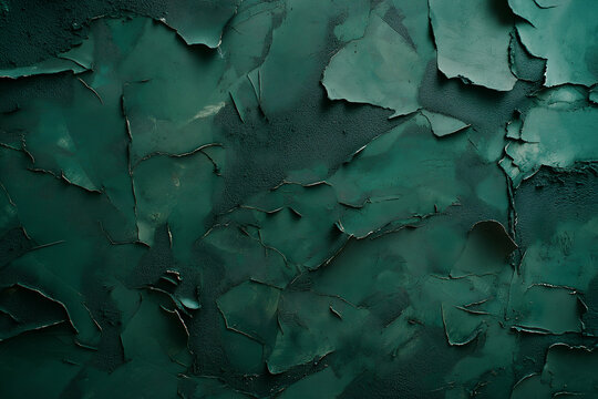 dark green vintage concrete wall with rough brush strokes and plaster, featuring a grungy, textured surface perfect for design. Generative AI