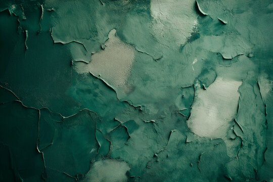 dark green vintage concrete wall with rough brush strokes and plaster, featuring a grungy, textured surface perfect for design. Generative AI
