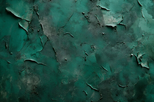 dark green vintage concrete wall with rough brush strokes and plaster, featuring a grungy, textured surface perfect for design. Generative AI