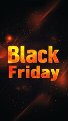 Fiery Black Friday Sale Banner with Glowing Text and Abstract Sparks