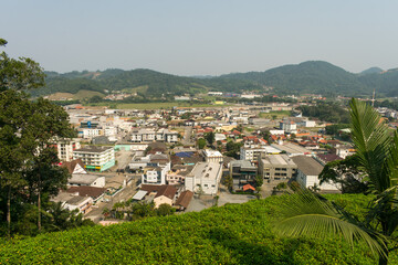 Obraz premium Guaramirim, Brazil - September 8th 2024: A view of Guaramirim from Morro da Santa Viewpoint - Santa Catarina, South of Brazil