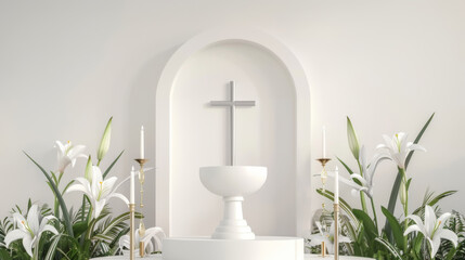 Maundy Thursday Candles with Cross and Lilies