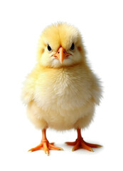 Obraz premium chicken a yellow fluffy chick chicken baby bird, isolated on a white background
