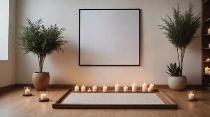 A yoga room interior design concept template, high-resolution 3d illustration interior rendering.