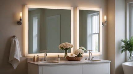 A washroom interior design concept image, 3d illustration of interior design.