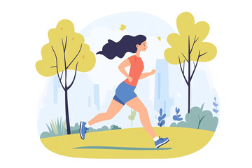 girl is running in the park