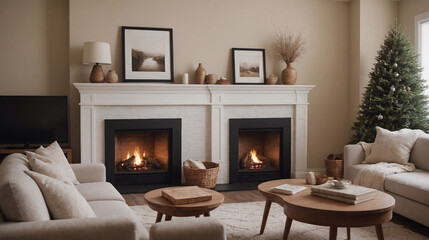 A concept image of a living room interior design mockup template, high-resolution living area with furniture 3d illustration interior rendering.