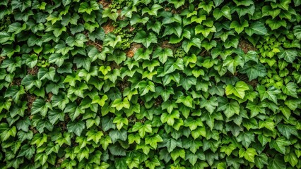 Fototapeta premium Ivy-covered wall texture with dense green foliage and overlapping leaves for natural and verdant backgrounds