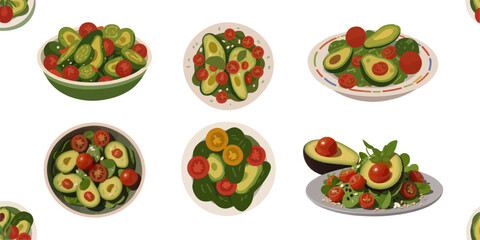 Fresh Avocado Salad Bowl with Mixed Vegetables.