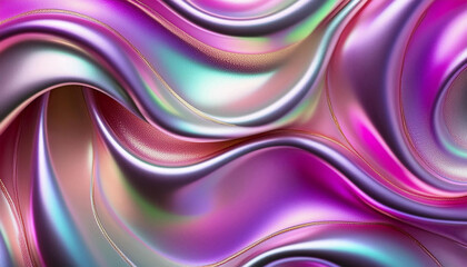 Luxury Bright Abstract Pearlescent Texture. Stylized Holographic Fabric in Pink and Violet Colors.