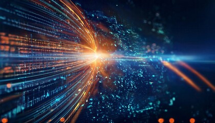 Naklejka premium Circuit board, Motherboard, Digital chip. Tech science technology background. Integrated communication processor. Information engineering component with bokeh. Generated image