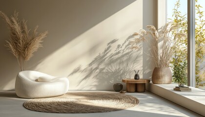 Tranquil mindfulness corner in a room designed with minimal decor for relaxation.