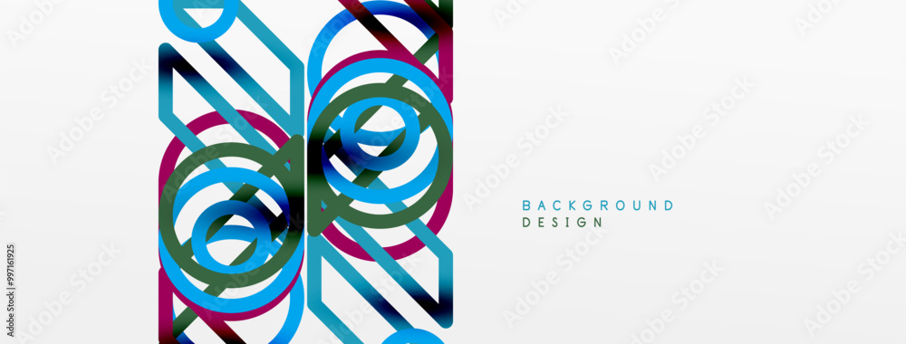 Aufkleber Abstract background - colorful circle lines technology or business digital template