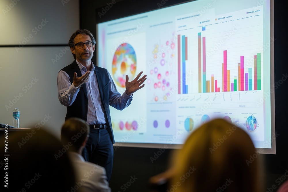 Leinwandbilder an expert delivers a compelling presentation, illustrating key data with vibrant charts and graphs t