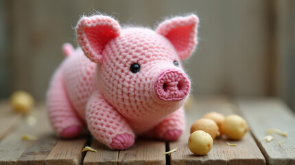 Cute Crocheted Pig Plushies in Soft Pink for Handmade Nursery Decor and Gifts – Perfect Crochet Patterns for DIY Projects