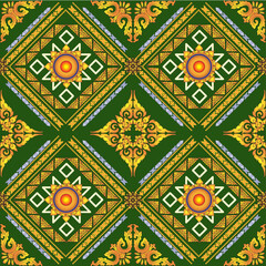 Vintage Oriental Floral Tile Mosaic Seamless Pattern for Wall Decor