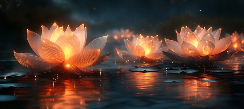 China National Day parade futuristic floating city where the floats are abstract beams of light and the streets are lined with glowing lotusshaped vectors casting reflections on the floating platforms