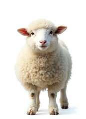 Fototapeta premium close up of a sheep lamp with white wool, isolated on a white background