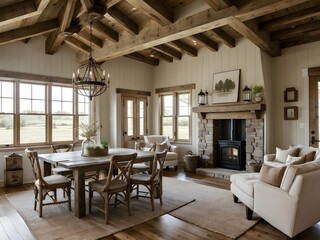 Fototapeta premium Farmhouse and Rustic Interior Design Apartment House Home