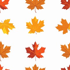 Fototapeta premium Texture tile of orange autumn maple leaves.