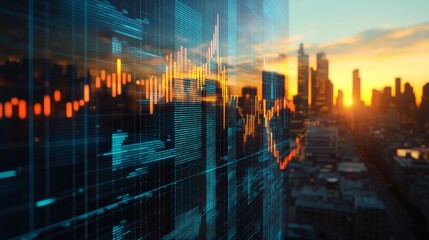 Dynamic Financial Data in Futuristic Urban Landscape