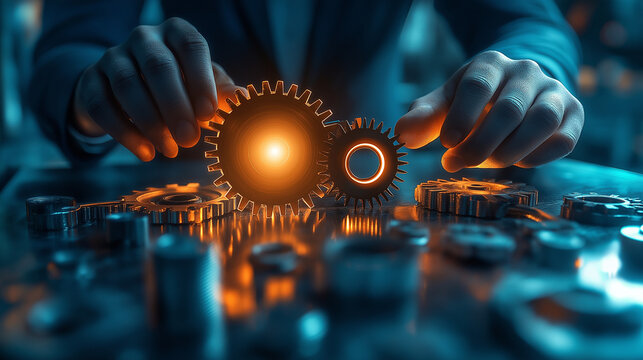 Dynamic business environment showcasing the concept of business agility, with symbols representing company transformation towards higher efficiency and rapid adaptation to market changes, Ai