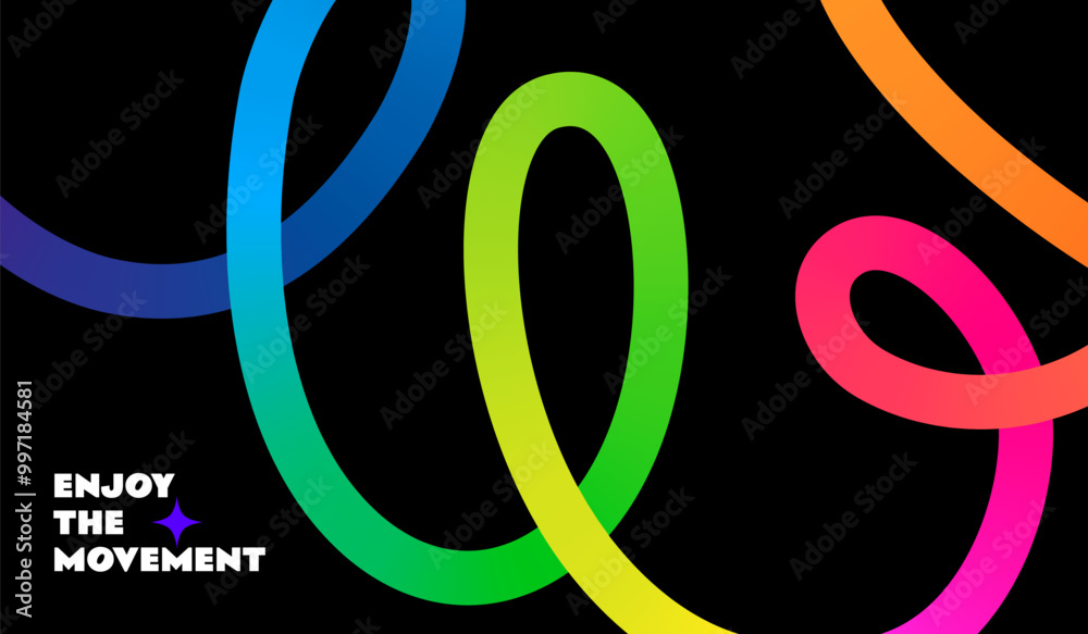 Aufkleber Abstract Background with Dynamic Colorful Swirl Line Shapes. Vector Geometric Pattern with Squiggle Gradient Elements