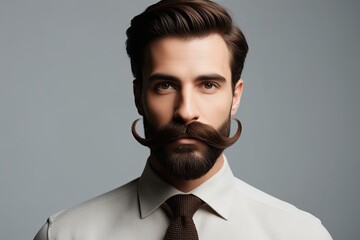 Elegant Brown Moustache on Pure Backdrop � Classy Facial Hair Style for Gentlemen