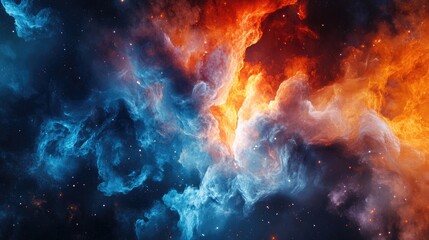 Abstract fire and ice elements in cosmic space, providing a dynamic and vibrant visual for artists and designers to use in their work